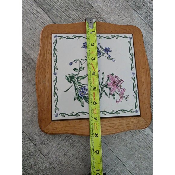 Thomson Floral Garden Ceramic Tile Trivet With Wooden Frame - Floral Design - - Picture 4 of 5